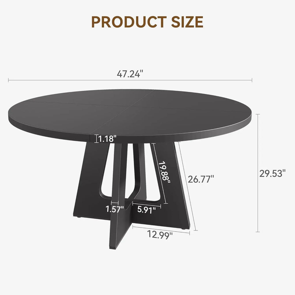 120 x 120 x 53 cm Round Dining Table for 4-6 People