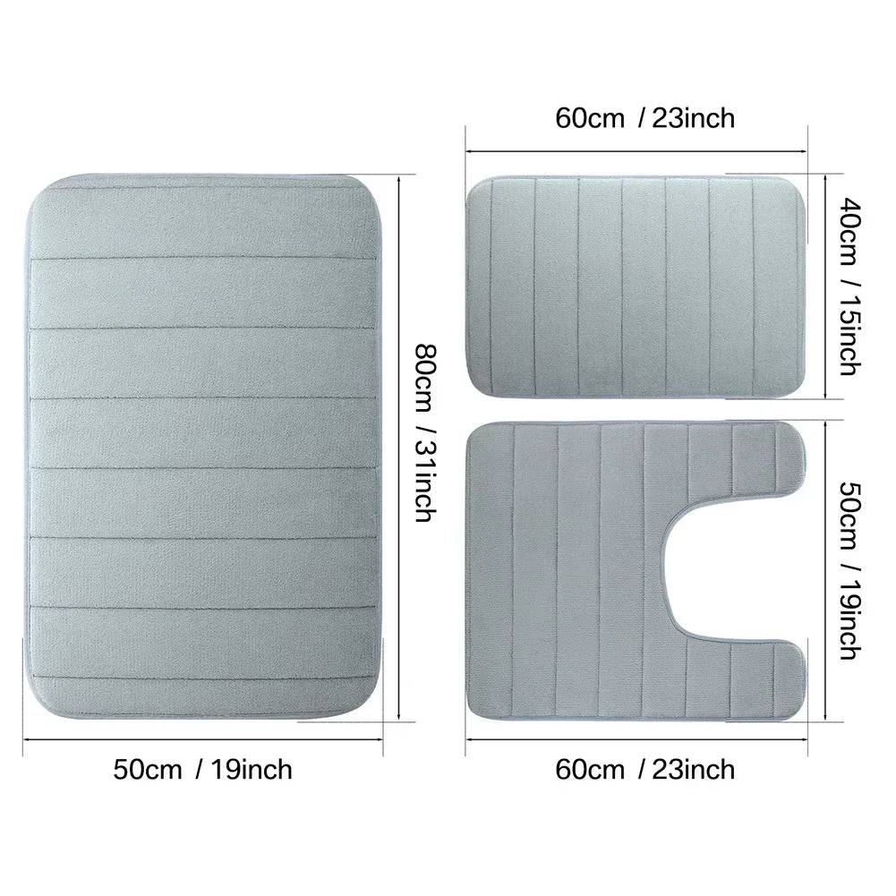 Black Memory Foam Bath Mat Soft Comfortable Super Water Absorption Non-Slip