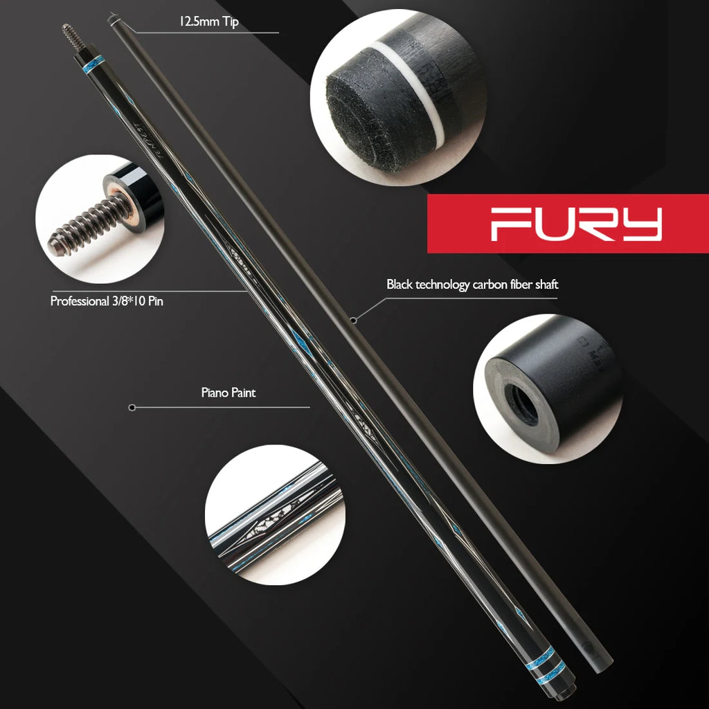 Carbon Fiber Pool Cue Stick 58" Billiard Cue Professional Low Deflection