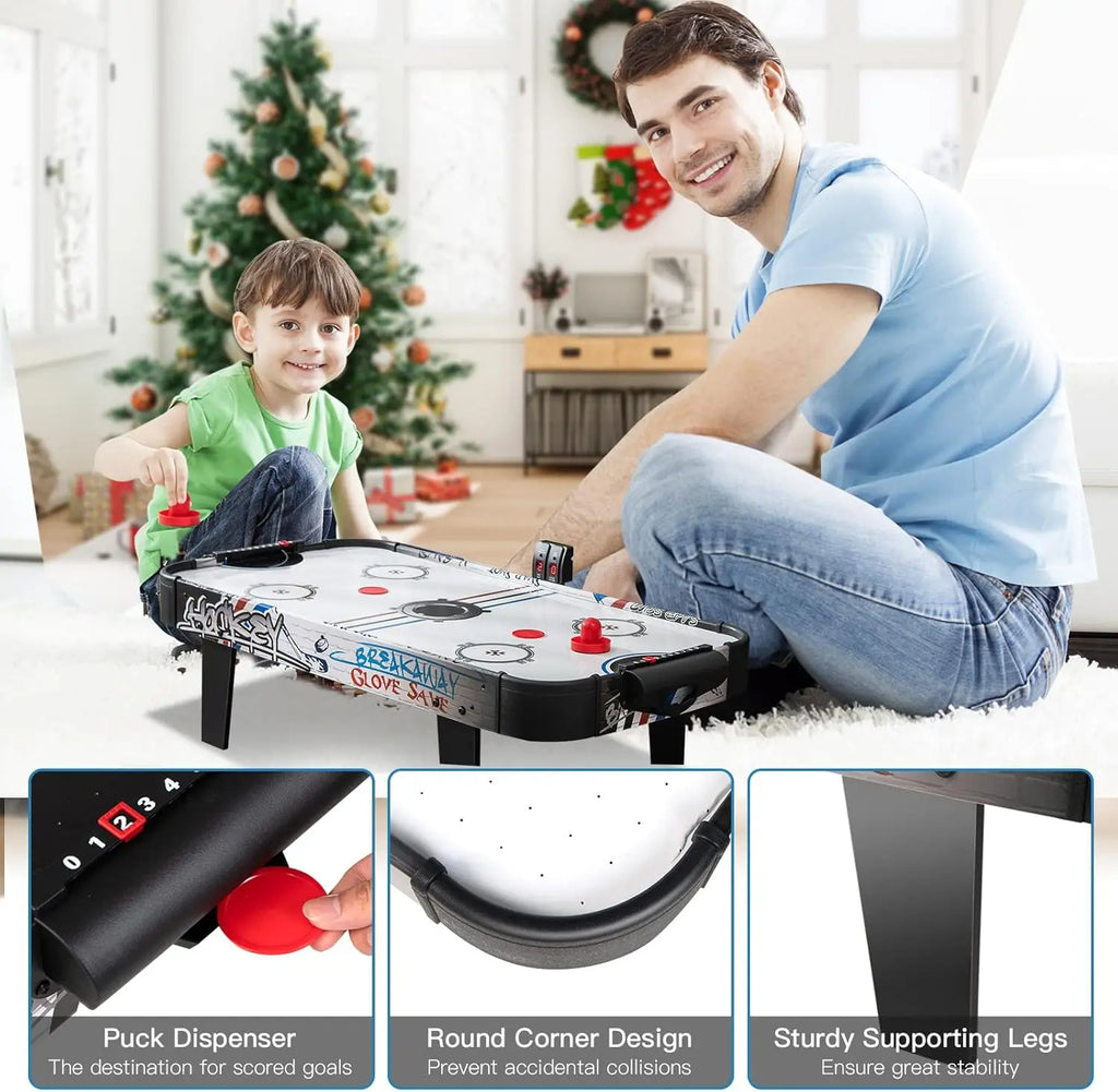 Mini 42” Table Top Air Hockey with 2 Pucks, 2 Pushers