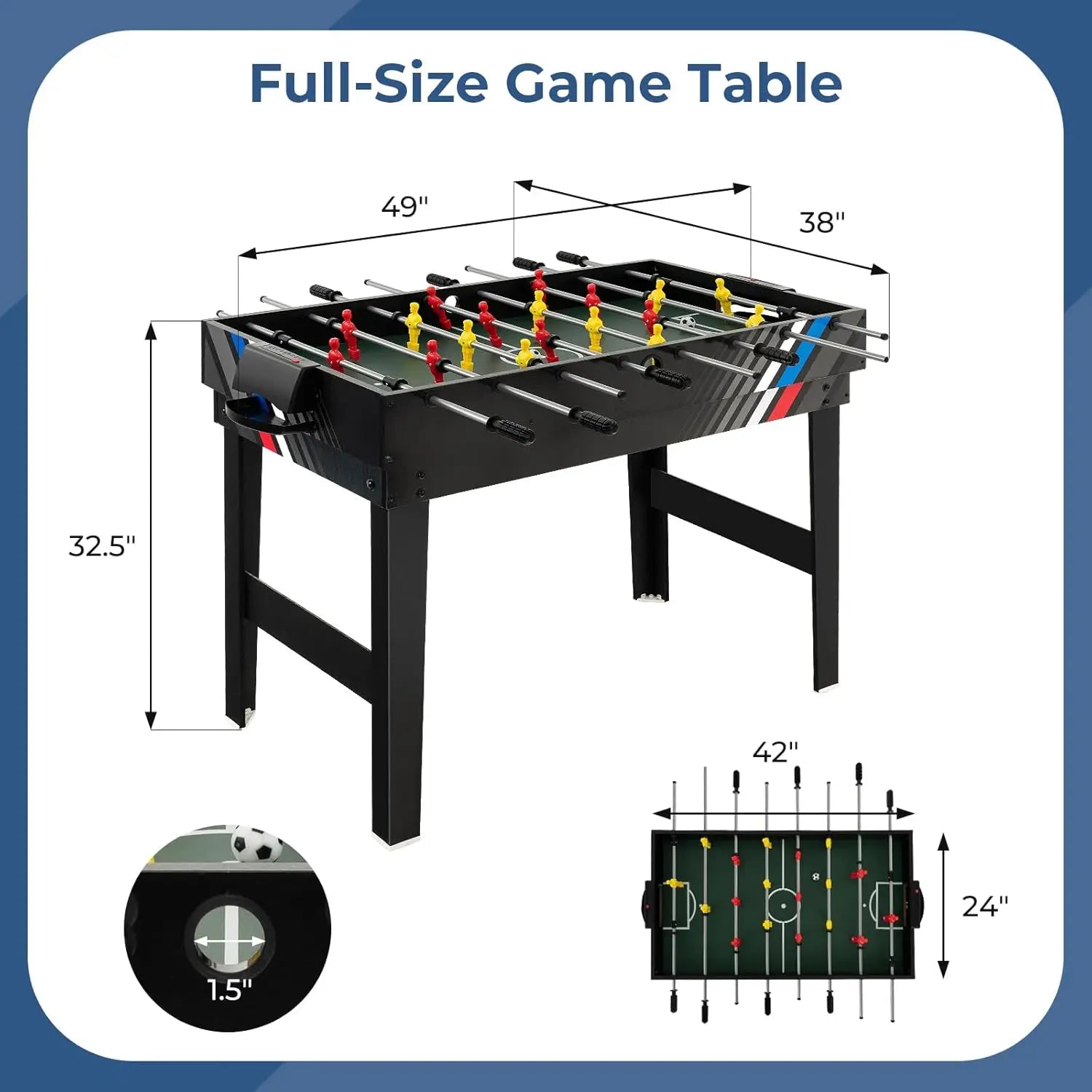 4 in 1 49 inch Multi Game Table with Foosball, Pool Billiards, Air Hockey & Table