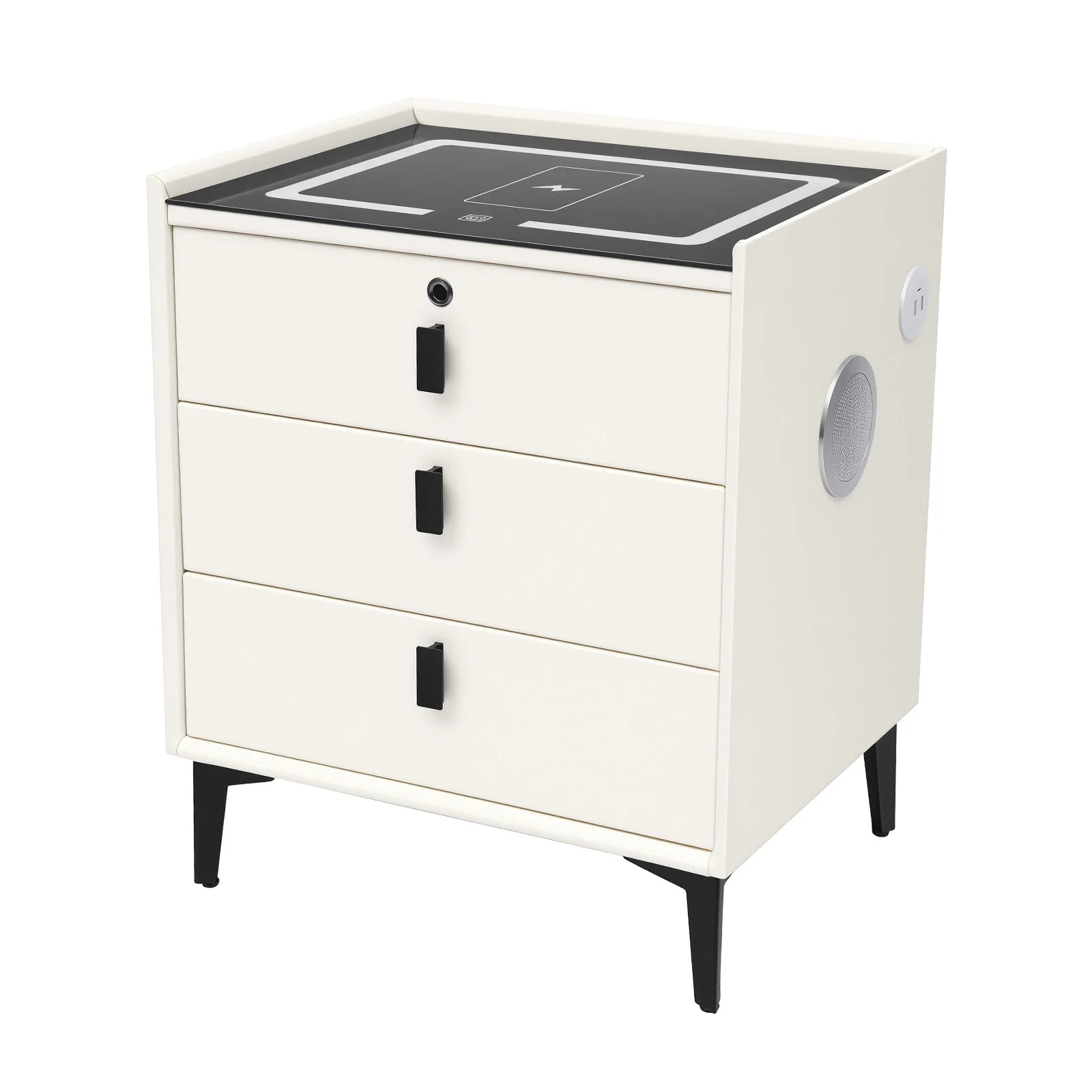 Smart Nightstand/Built-in Bluetooth Speaker, Fingerprint Lock/Wireless Phone Charging