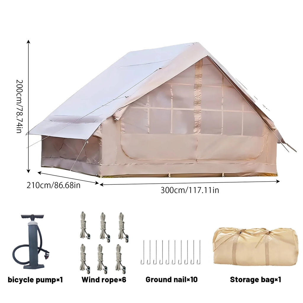 Inflatable Tent With Skylight, Quick Setup Blow Up Tents With Pump, 4-6 Peson