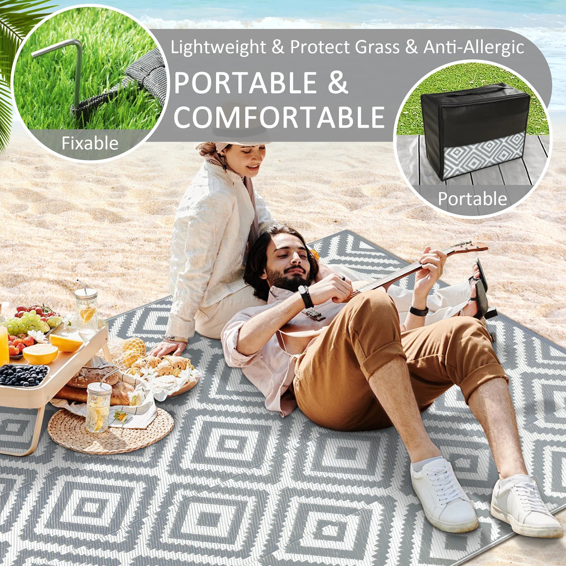 6‘x9’ Outdoor Plastic Carpet Outdoor Rugs Waterproof Reversible