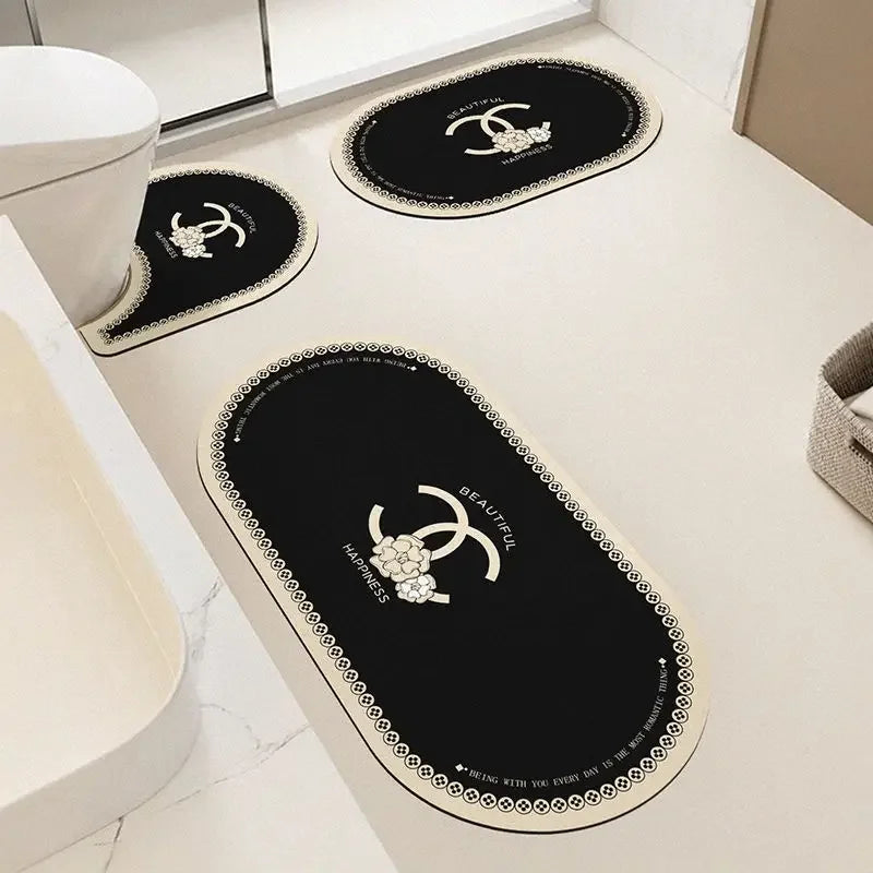 3pcs Bathroom Floor Mat Diatomite Toilet Floor Rug.
