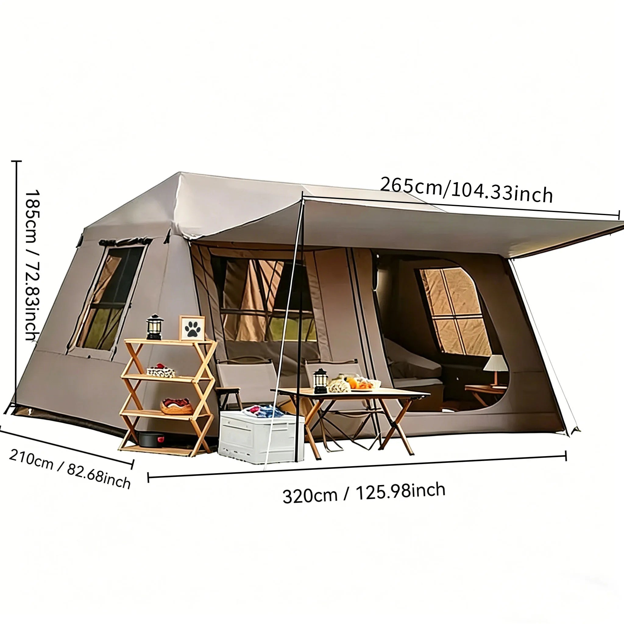 3-Second Fully Automatic Quick-Set Outdoor Camping Tent with Built-in Front Awning