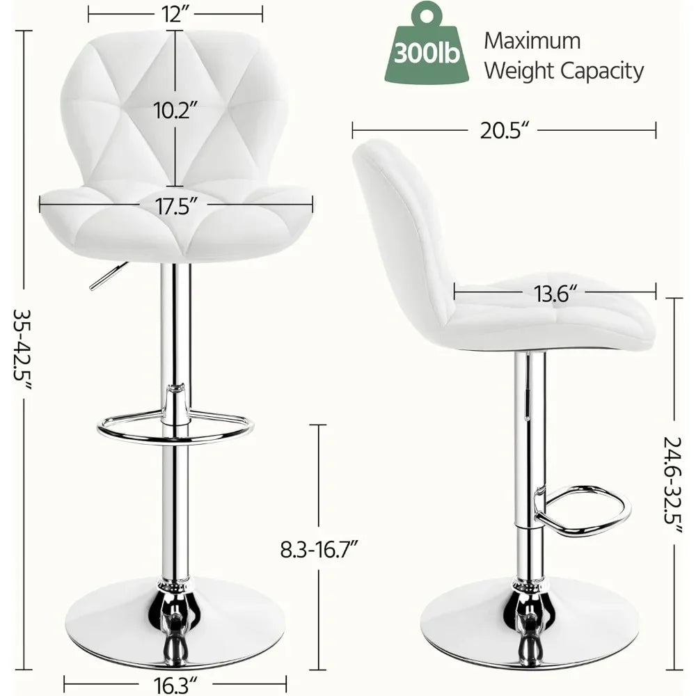 Height Adjustable Swivel Barstools PU Leather Counter Stools with Bracket