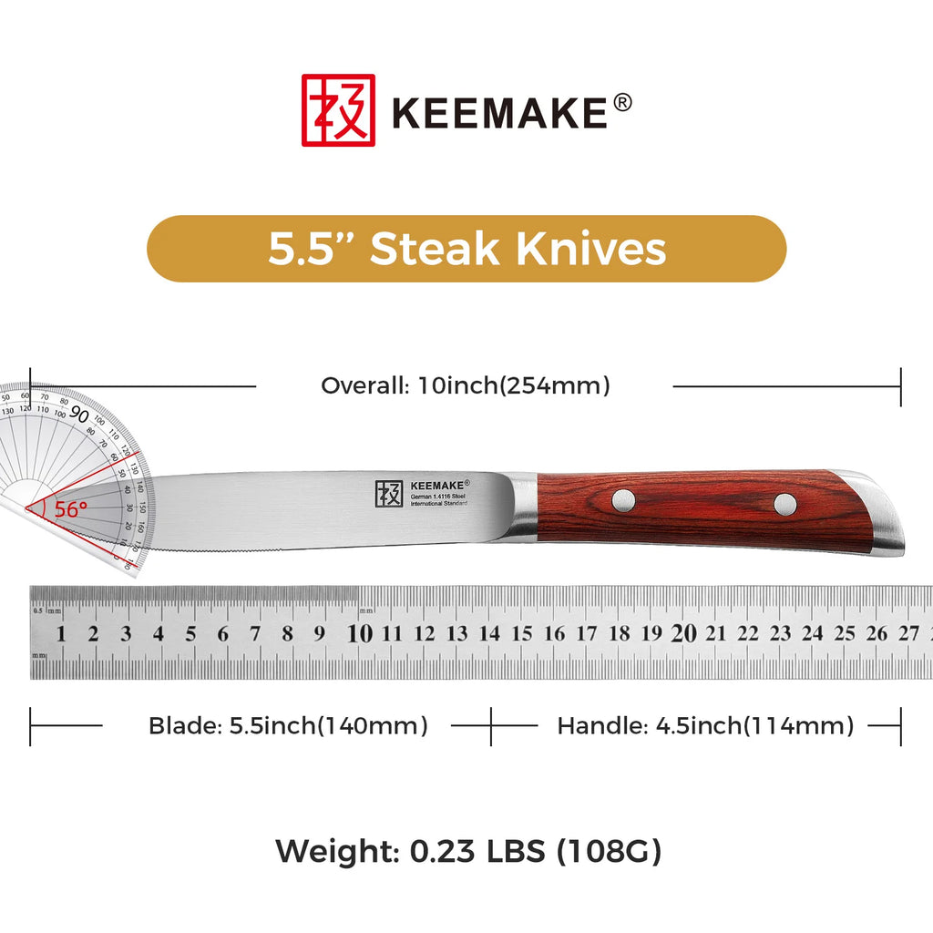 4PCS Steak Knives Set 5.5 Inch Stainless Steel Table Meat Cutting Knife.