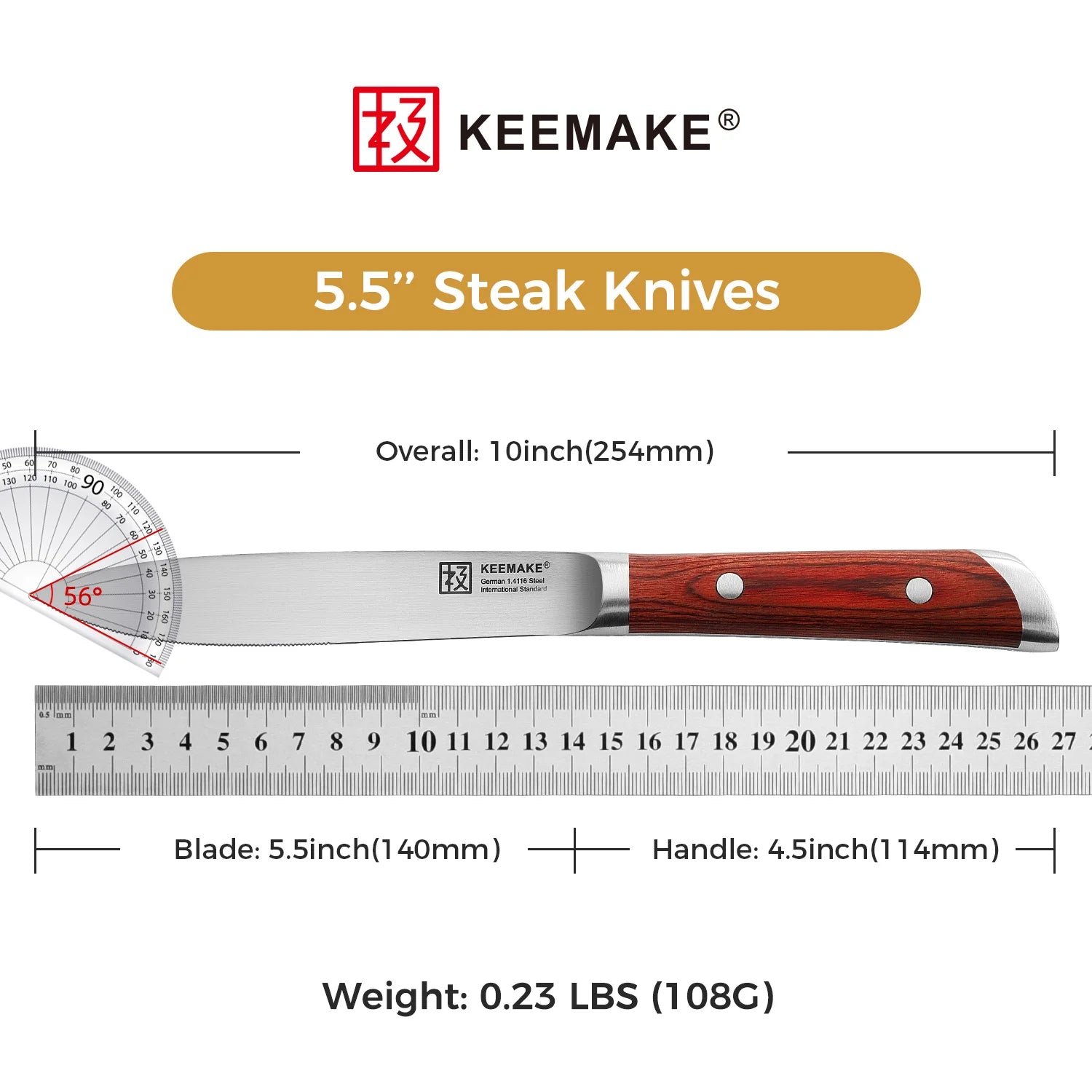 4PCS Steak Knives Set 5.5 Inch Stainless Steel Table Meat Cutting Knife.