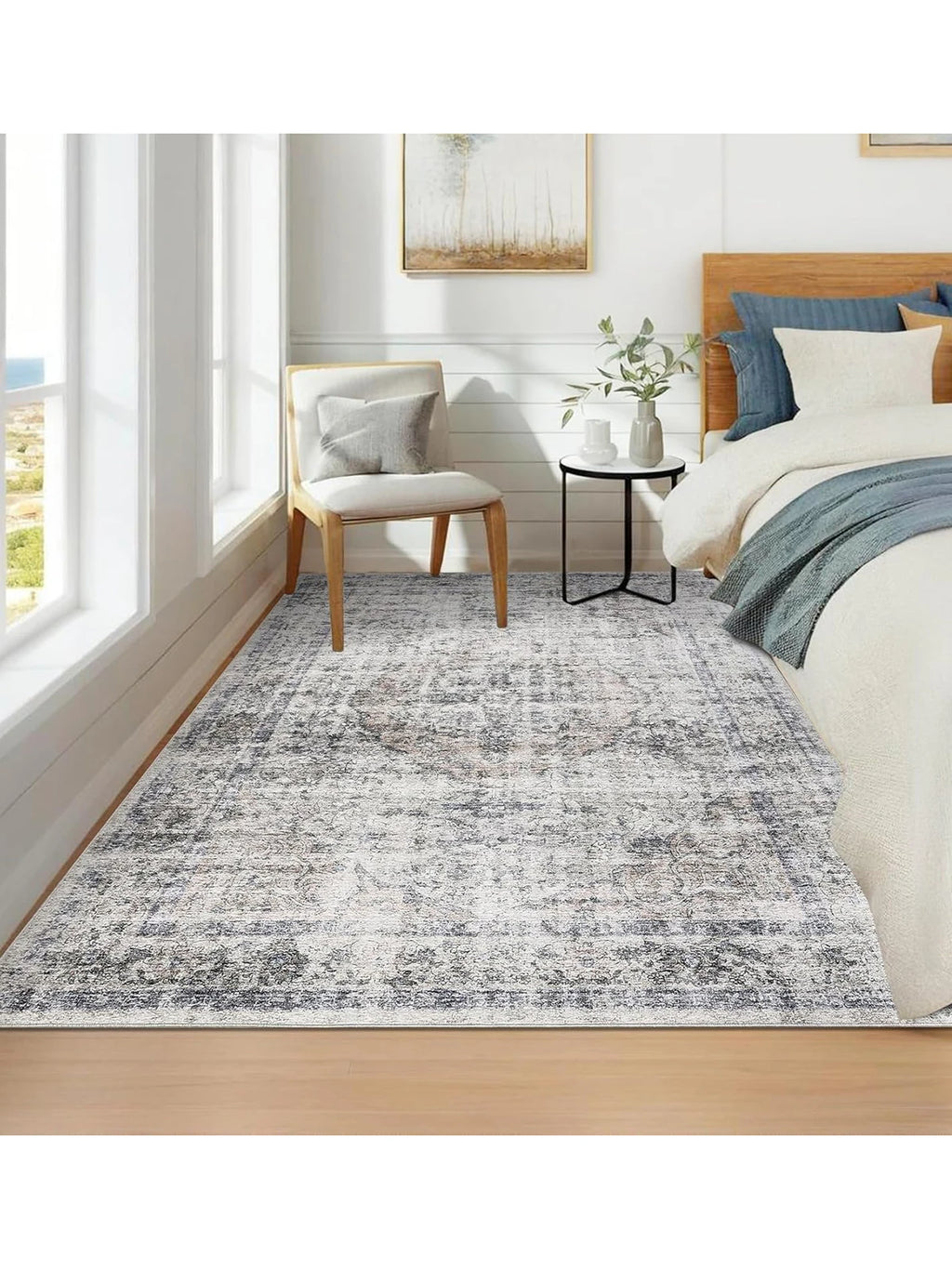 Washable Area Rug Stain-Resistant Throw Rug with Non-Slip