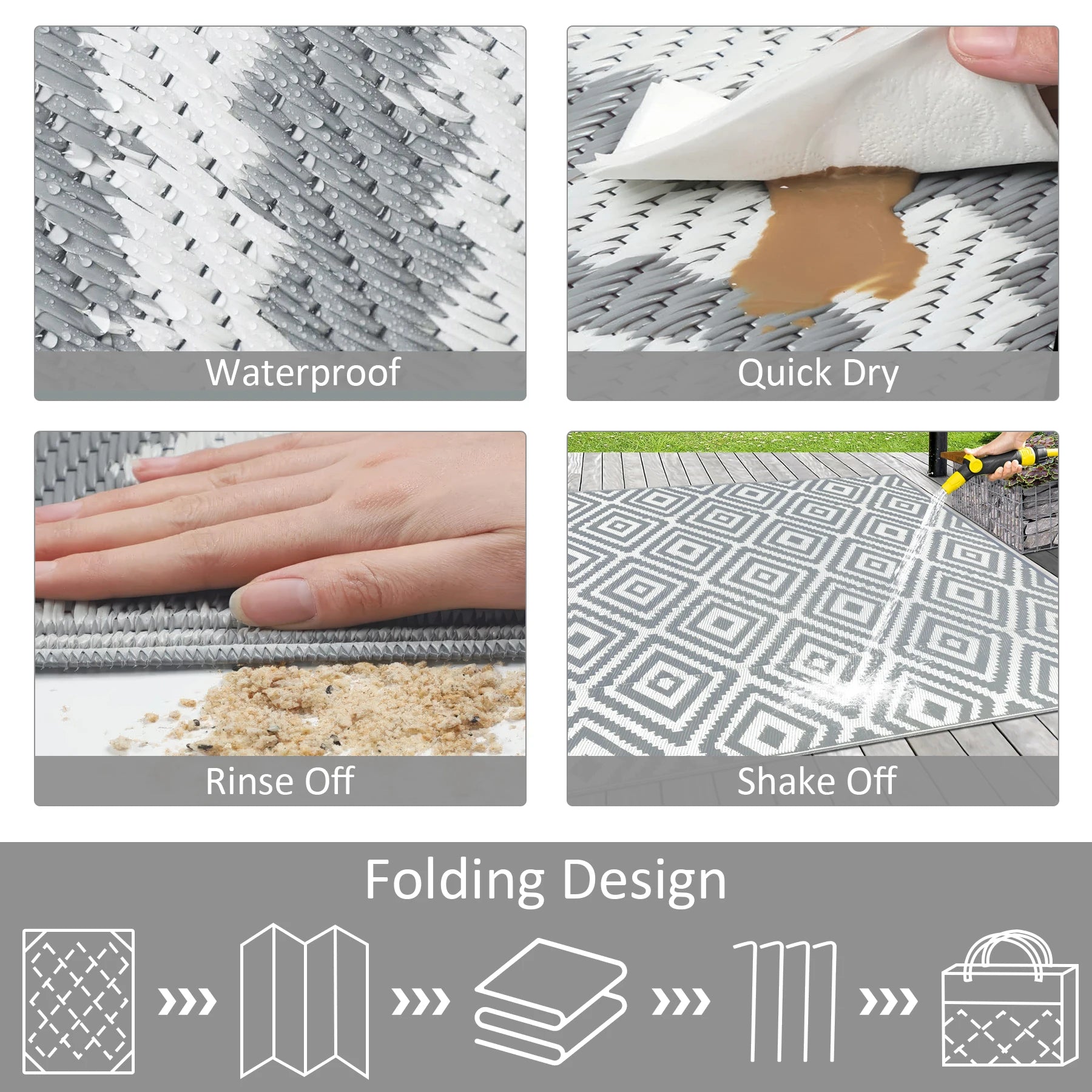 6‘x9’ Outdoor Plastic Carpet Outdoor Rugs Waterproof Reversible