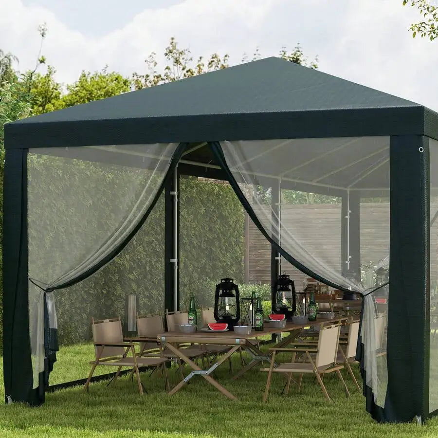 10ft X 28ft Gazebo Tent With Removable Mesh Walls