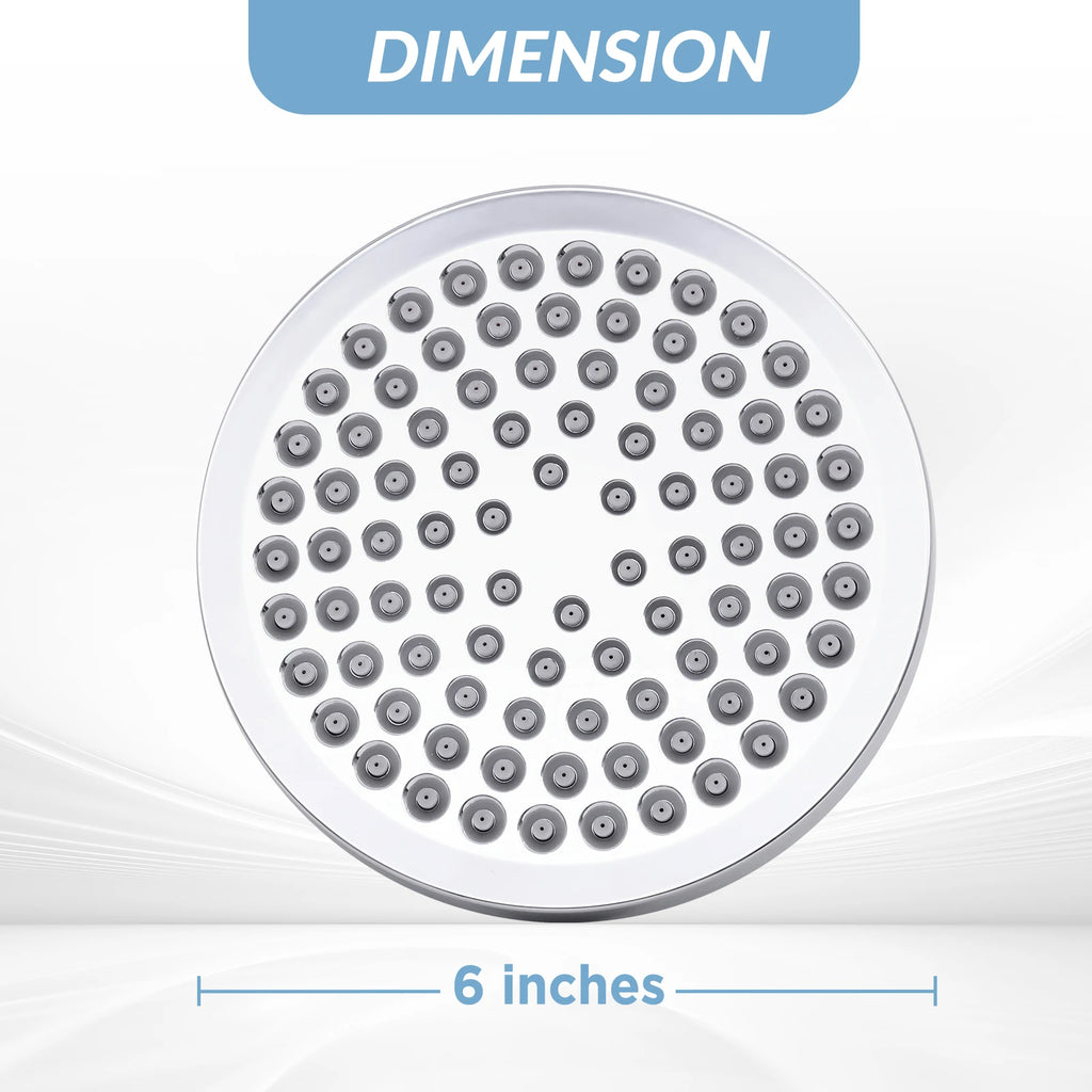 Shower Head High Pressure Rain Adjustable Stainless Steel 6 Inch Wall Mounted
