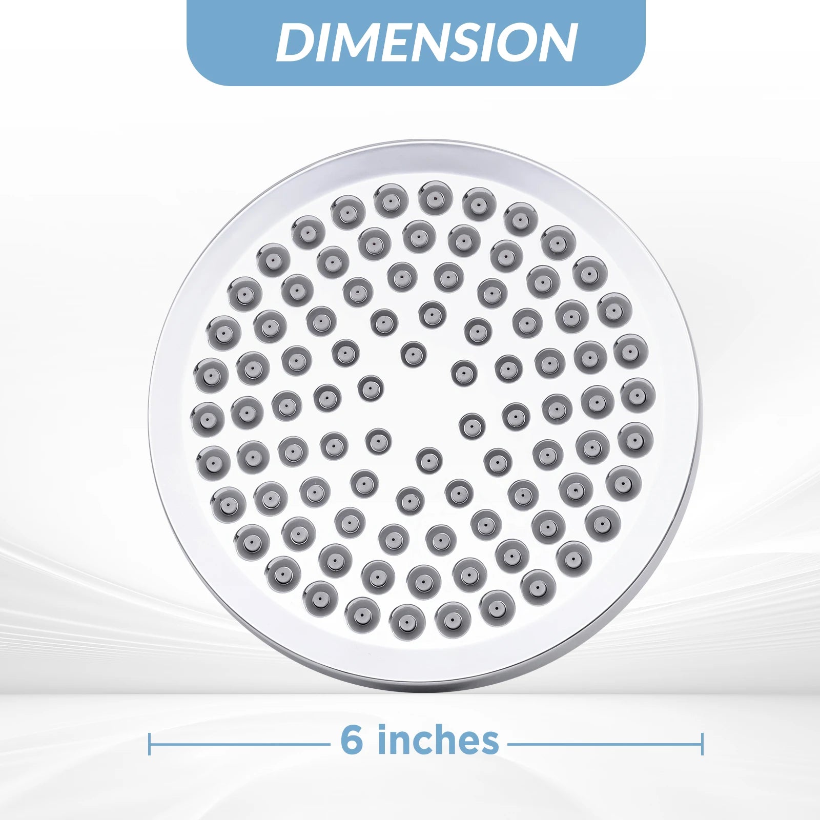 Shower Head High Pressure Rain Adjustable Stainless Steel 6 Inch Wall Mounted