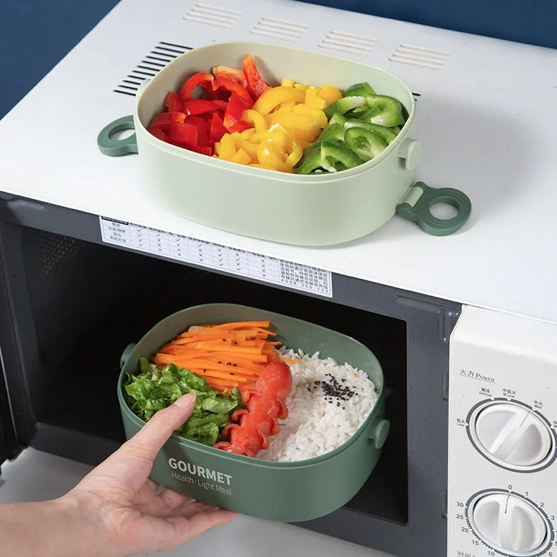 Lunch box, stackable 3-layer food container, leak-proof, microwave safe