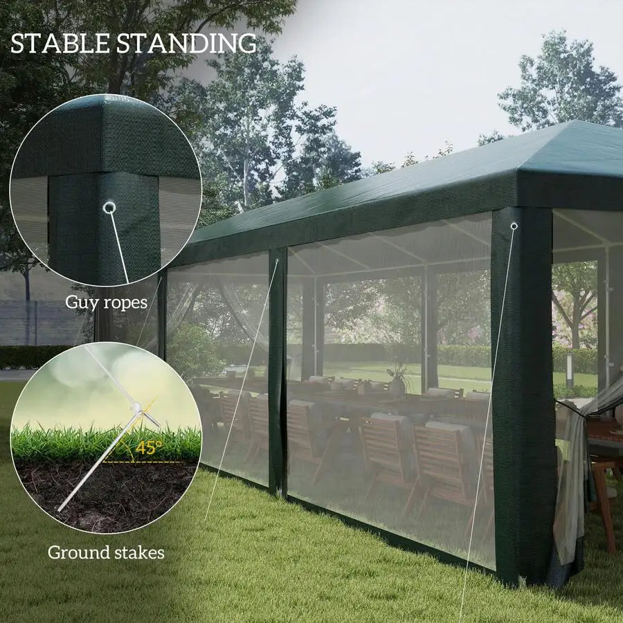 10ft X 28ft Gazebo Tent With Removable Mesh Walls