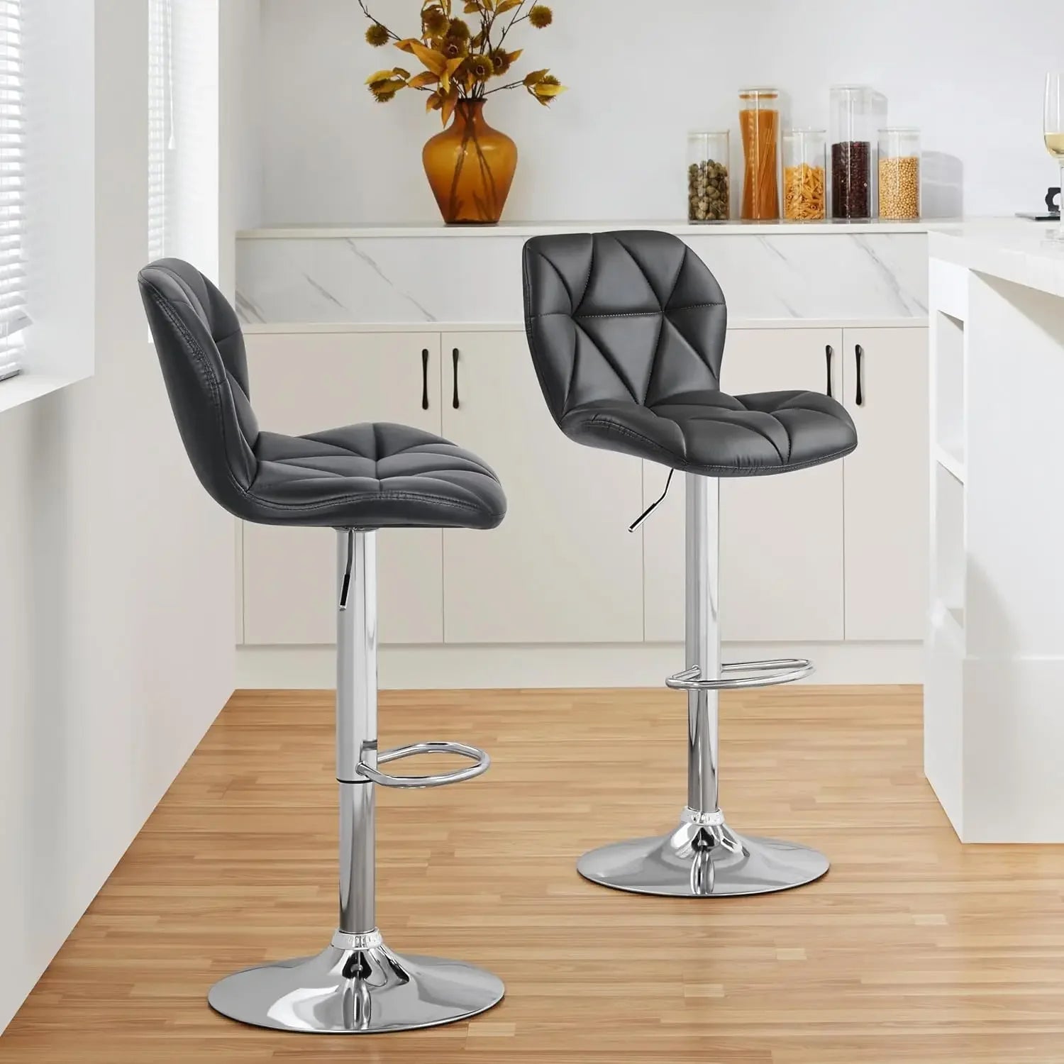 Height Adjustable Swivel Barstools PU Leather Counter Stools with Bracket
