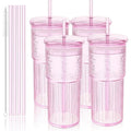 Set of 4/20oz Reusable Tumblers with Lids and Straws
