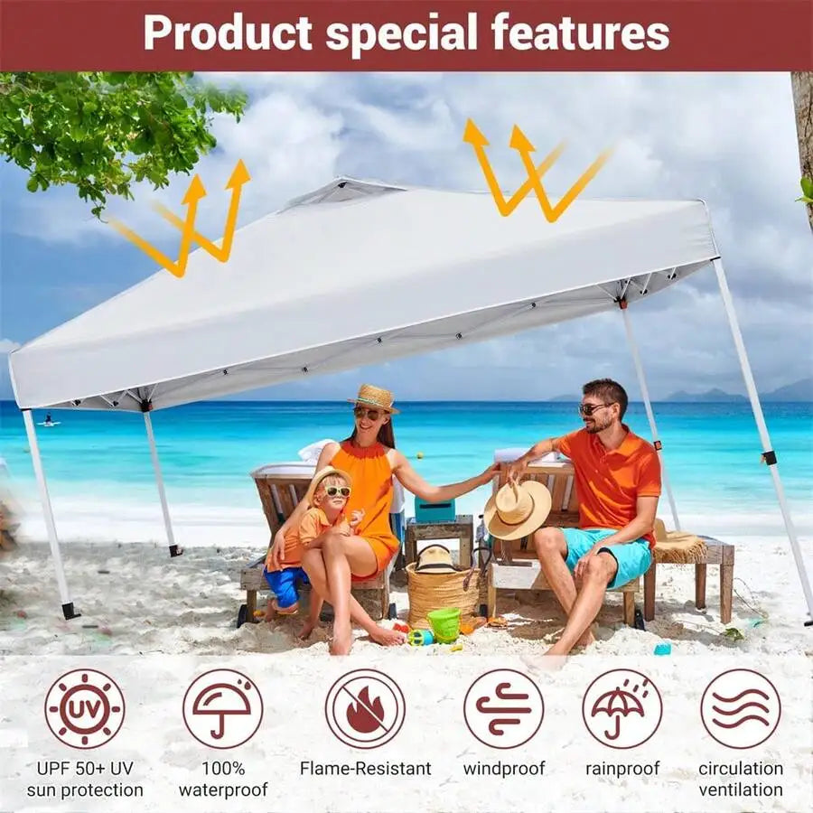 10x10 Pop Up Gazebo Tent With Mesh Side Walls, Waterproof Outdoor Canopy