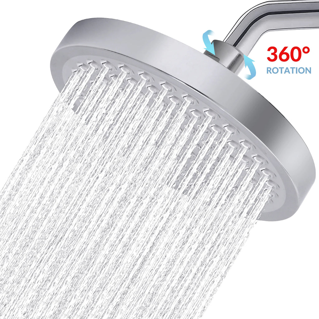 Shower Head High Pressure Rain Adjustable Stainless Steel 6 Inch Wall Mounted