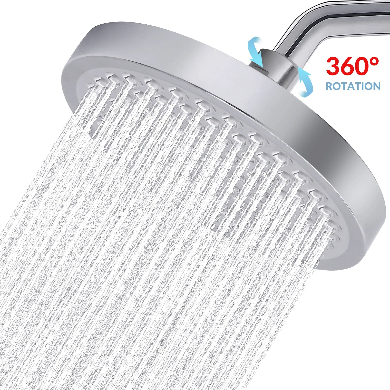 Shower Head High Pressure Rain Adjustable Stainless Steel 6 Inch Wall Mounted