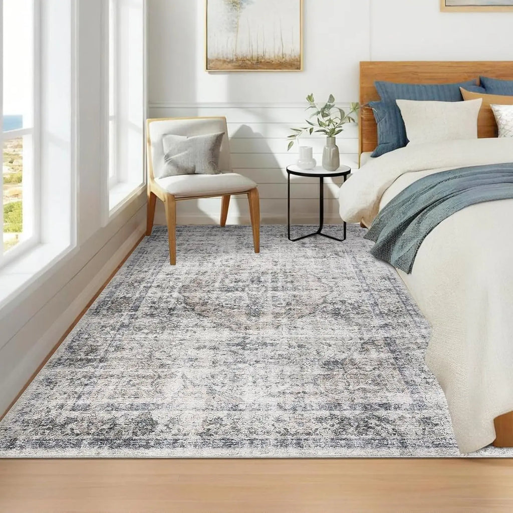Washable Area Rug Stain-Resistant Throw Rug with Non-Slip